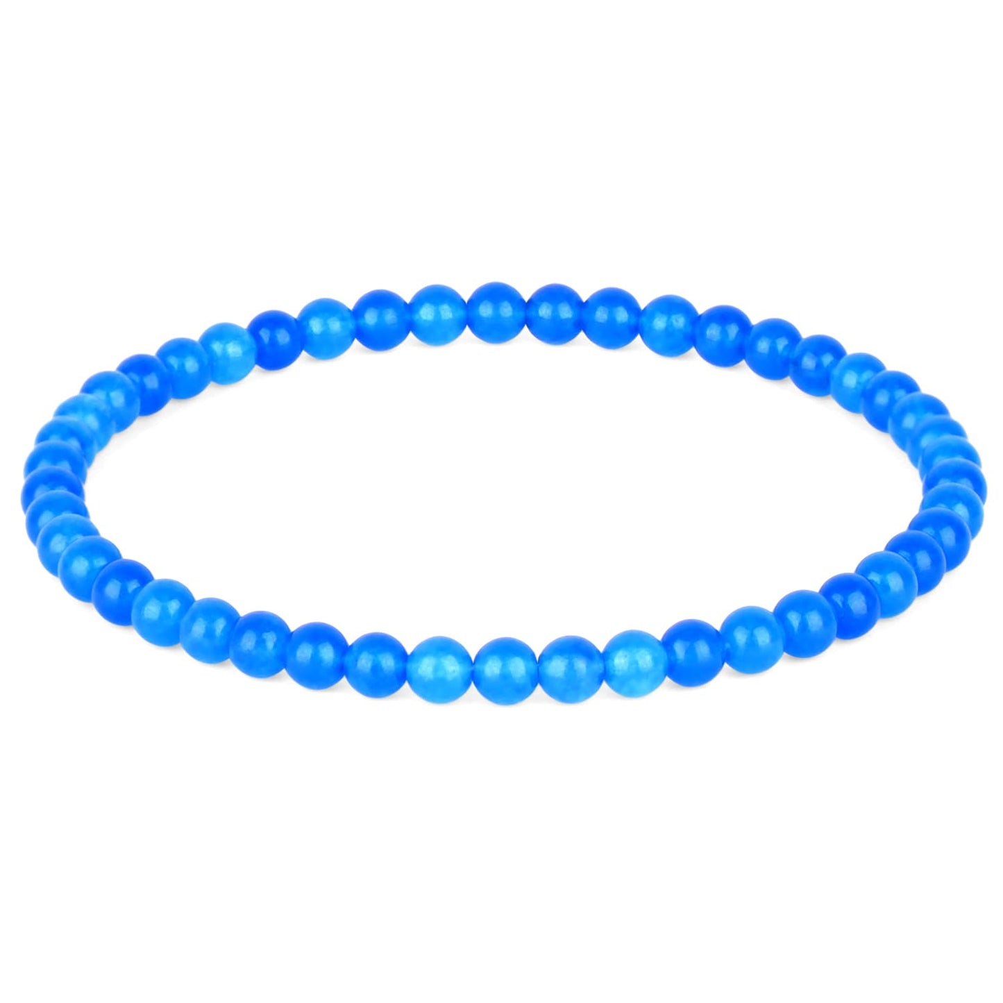 QOGIR Handmade Healing Bracelets,4mm Blue Jade Bracelet - Transformation and Protection - Stone Beads Stretch Bracelet for Women Men