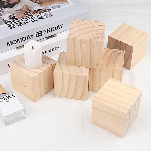 GNIEMCKIN 100 Packs Wooden Blocks for Crafts, 2 Inch Pine Wood Cubes, Wooden Cubes for Paint, Stamp, Decorate, DIY Projects and Personalized Gifts - size: 100 Packs 2 Inch