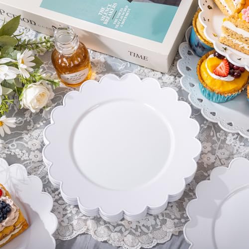 SUT 72Pcs 7.5" White Plastic Plates, Heavy Duty Disposable Plates for Weddings, Parties, Events, Fancy Dessert & Appetizer Plates | Shatterproof Bulk Party Supplies (72 Count) - color: White, size: 7.5 Inch