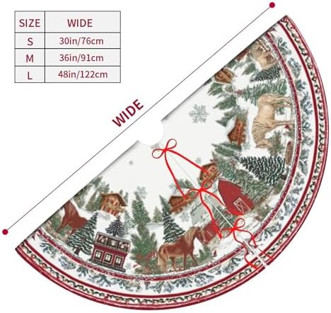 Horse Christmas Tree Skirt 36 Inch Xmas Tree Mat Party Decor Supplies for Holiday Home Decorations