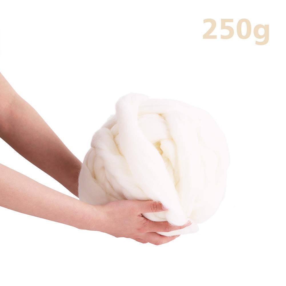 2 Pcs Wool Roving Bulk - 8.82oz Super Wool Chunky Yarn, Wool Roving Top for Needle Felting, Soft Felting Wool Supplies for Hand Spinning, Felting, Blending, Weaving and DIY Craft