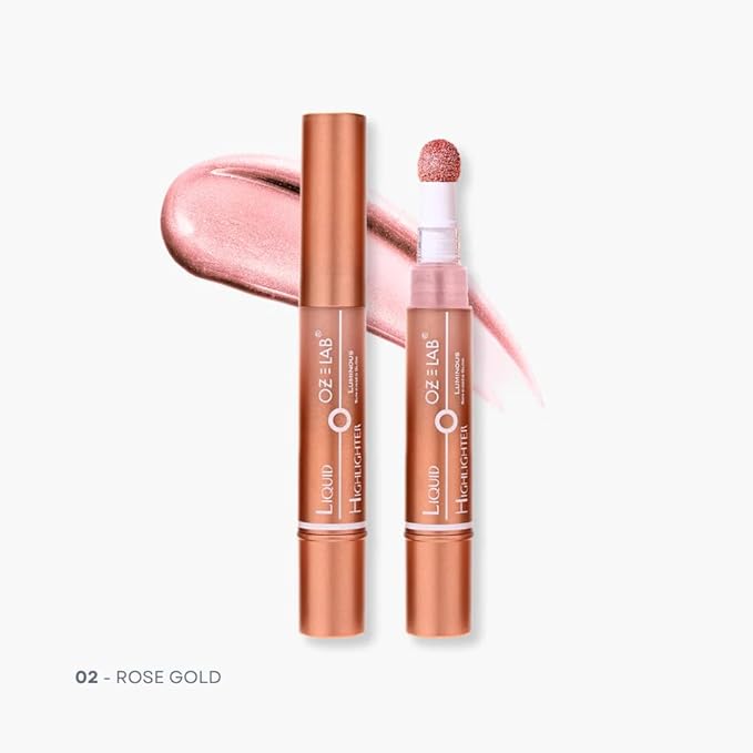 Angelo Glow Liquid Highlighter Wand Rose Gold – Buildable Illuminating Makeup Stick for Face and Body – Radiant Finish, 6ML/0.21FL.OZ，PACK OF 1