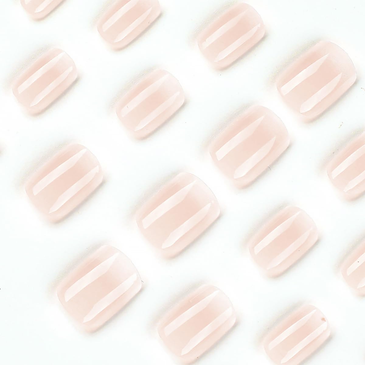 24pcs Nude Press On Nails - Short, Square, Glossy, Full Cover, Reusable False Nails - DIY Manicure Kit