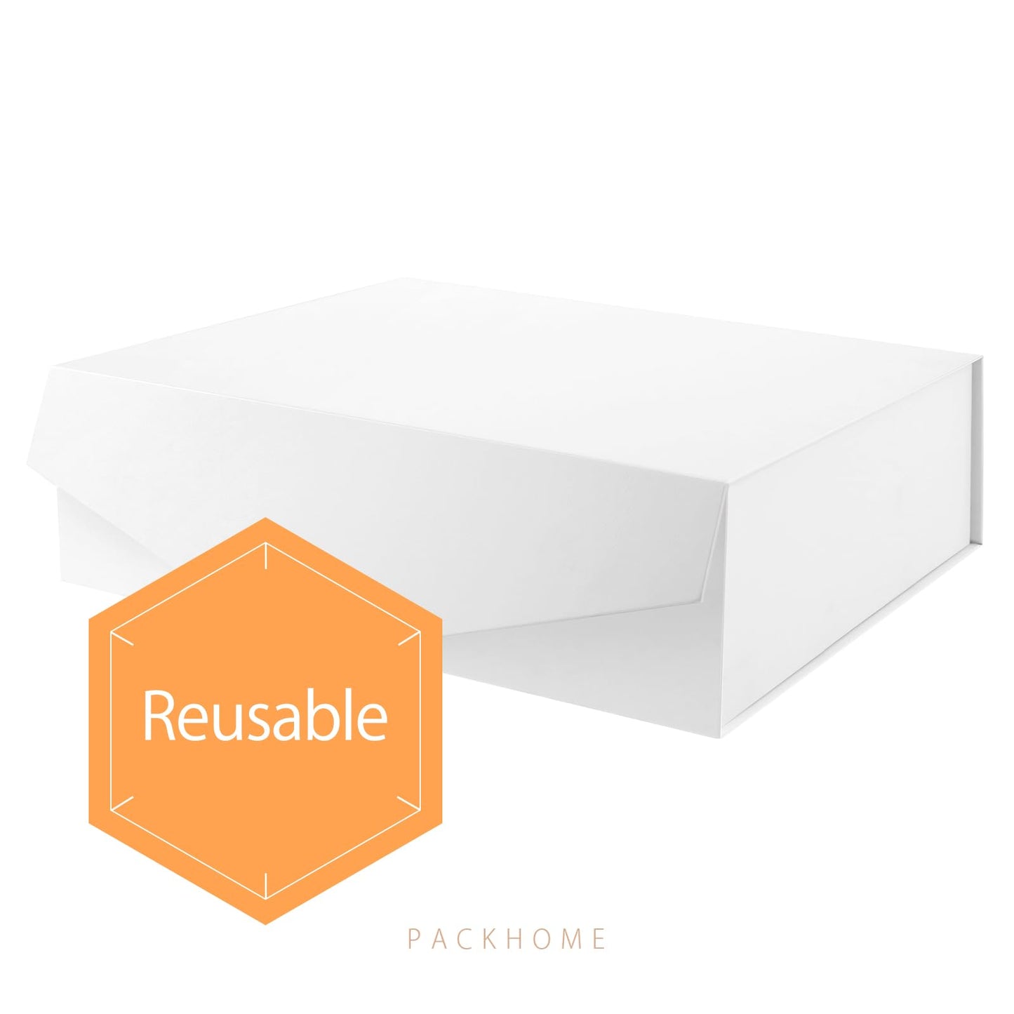 PACKHOME 17x14.5x5.5 Inches, 3 Extra Large Gift Boxes with Lids, Magnetic Closure Boxes for Clothes and Large Gifts (Matte White with Grain Texture)