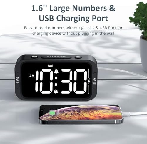 Odokee Digital Dual Alarm Clock for Bedroom with 0-100% Dimmable Display | Easy to Set Alarm Clock with Weekday/Weekend Mode - Loud Alarm for Heavy Sleepers with 5 Sounds Adjustable Volume