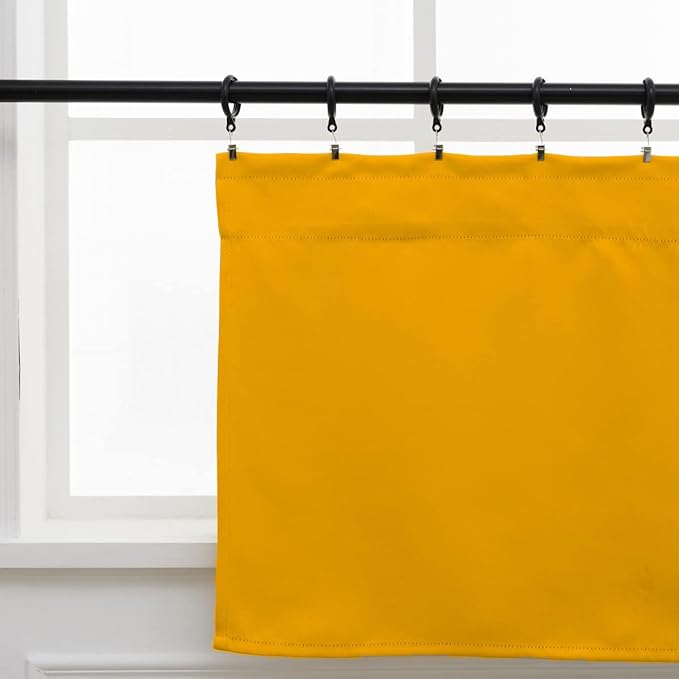 Pickluc Cafe Curtain (Half Window Tier Curtain) 24 Inches Length, Rod Pocket Kitchen Curtain, Short Blackout Curtain for Small Window, 30" Wide and 24" Long, 2 Panels, Mustard Yellow