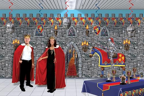 Beistle Brick Stone Wall Backdrop, 4’ x 30’ – Medieval Party Decorations, Medieval Decor Background, Photo Backdrop, Easy to Adhere Wall Covering, Stone Backdrop, Halloween Party Decorations - style: Stone Wall