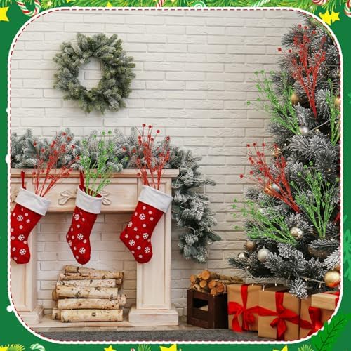 Norme 12 Pcs Christmas Tree Picks Charming Style, 13.8" Red Green Glitter