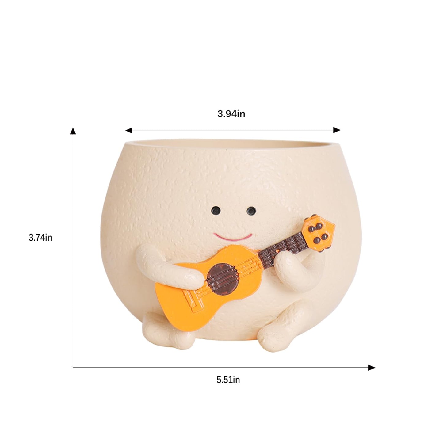 QIAOLY Planter Pot with Drainage Hole Cute Resin Head Planters for String of Pearls Plant Live Unique Guitar Succulent Pots for Indoor Outdoor Plants Gift IdeaI for Christmas (Large)