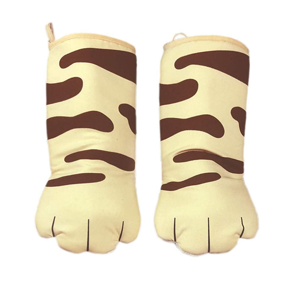 Oven Mitts Kitchen Cooking Baking Heat Resistant Cat Glove, 1 Pair Claw