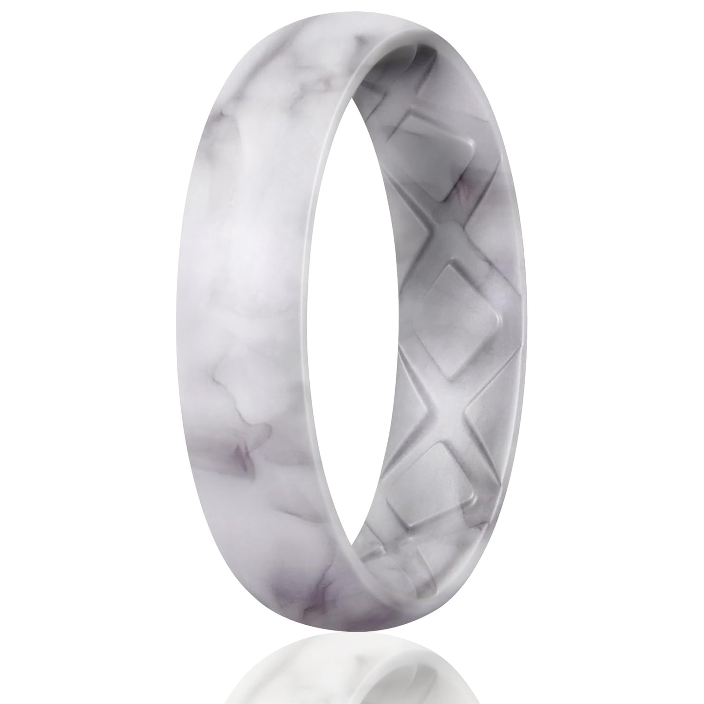 Egnaro Women's Engagement Rings, Silicone Inner Arc Ergonomic Breathable Design with half sizes, Rubber Wedding Band Rings，5.5mm Wide-2mm Thick