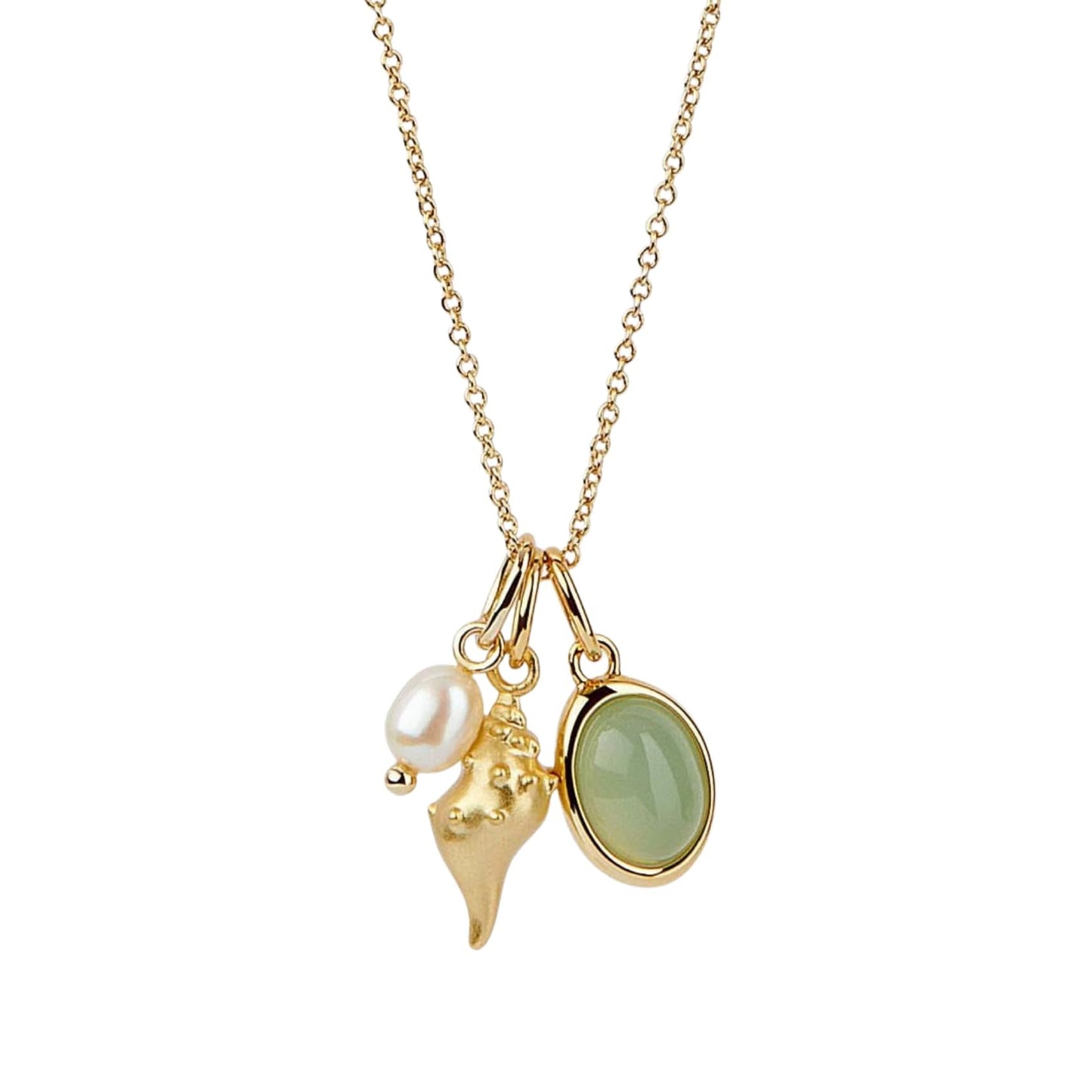 Cliory Adjustable Pearl Necklaces 14k Gold Plated Necklace Natural Pearl Shell Necklace Waterproof Pendant Jewelry for Women and Gift