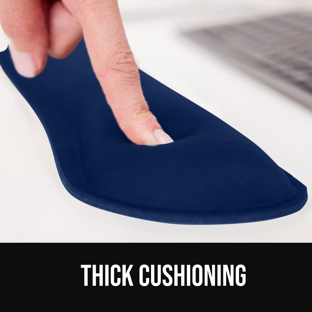 GORILLA GRIP Silky Gel Memory Foam Wrist Rest for Computer Keyboard, Mouse, Ergonomic Design for Typing Pain Relief, Desk Pads Support Hand and Arm, Mousepad Rests, Stain Resistant, 2 Piece Pad, Navy