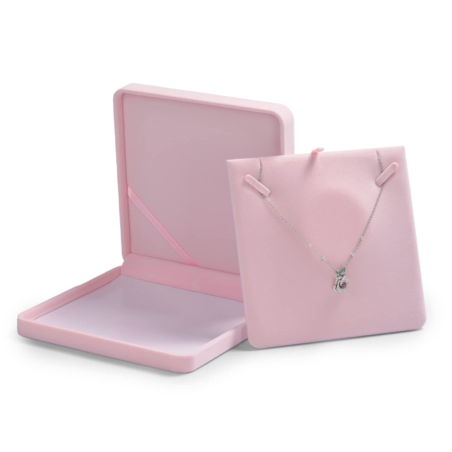 Oirlv Pink Velvet Pendant Box Big Necklace/Chunky Necklace Gift Box Jewelry Storage Case