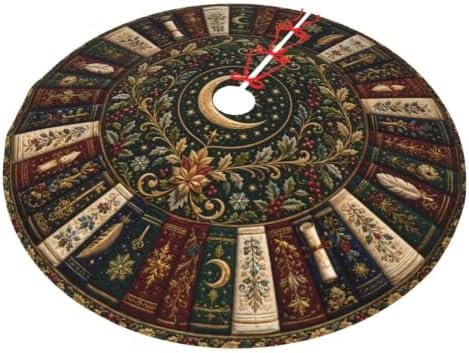 Magic Book Christmas Tree Skirt Xmas Tree Skirt, Winter Christmas Tree Mat for Home Party Holiday Indoor Outdoor Decorations