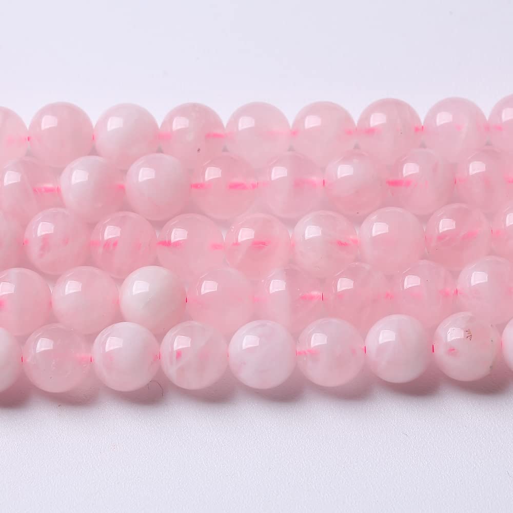 36pcs 10mm A+ Natural Madagascar Rose Quartz Crystal Beads Energy Crystal Healing Power Gemstone for Jewelry Making DIY Bracelet Necklace (Madagascar Rose Quartz, 10mm)