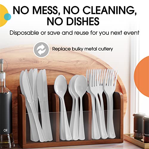 Party Solids White Plastic Forks 200 Pieces White Forks Disposable Utensils Heavy Duty Plastic Cutlery Set Disposable Cutlery Sets Flatware Sets Silverware Set Party Supplies & Party Tableware - color: White