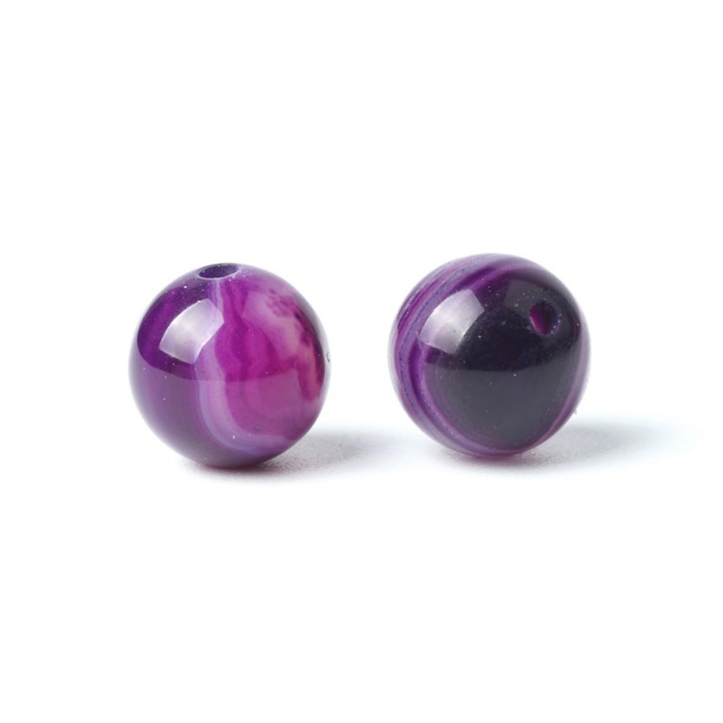 100Pcs Natural Stone 6mm Purple Striped Agate Round Loose Gemstone Energy Healing Beads Hole Size 1mm DIY Smooth Beads for Bracelet Necklace Earrings Jewelry Making