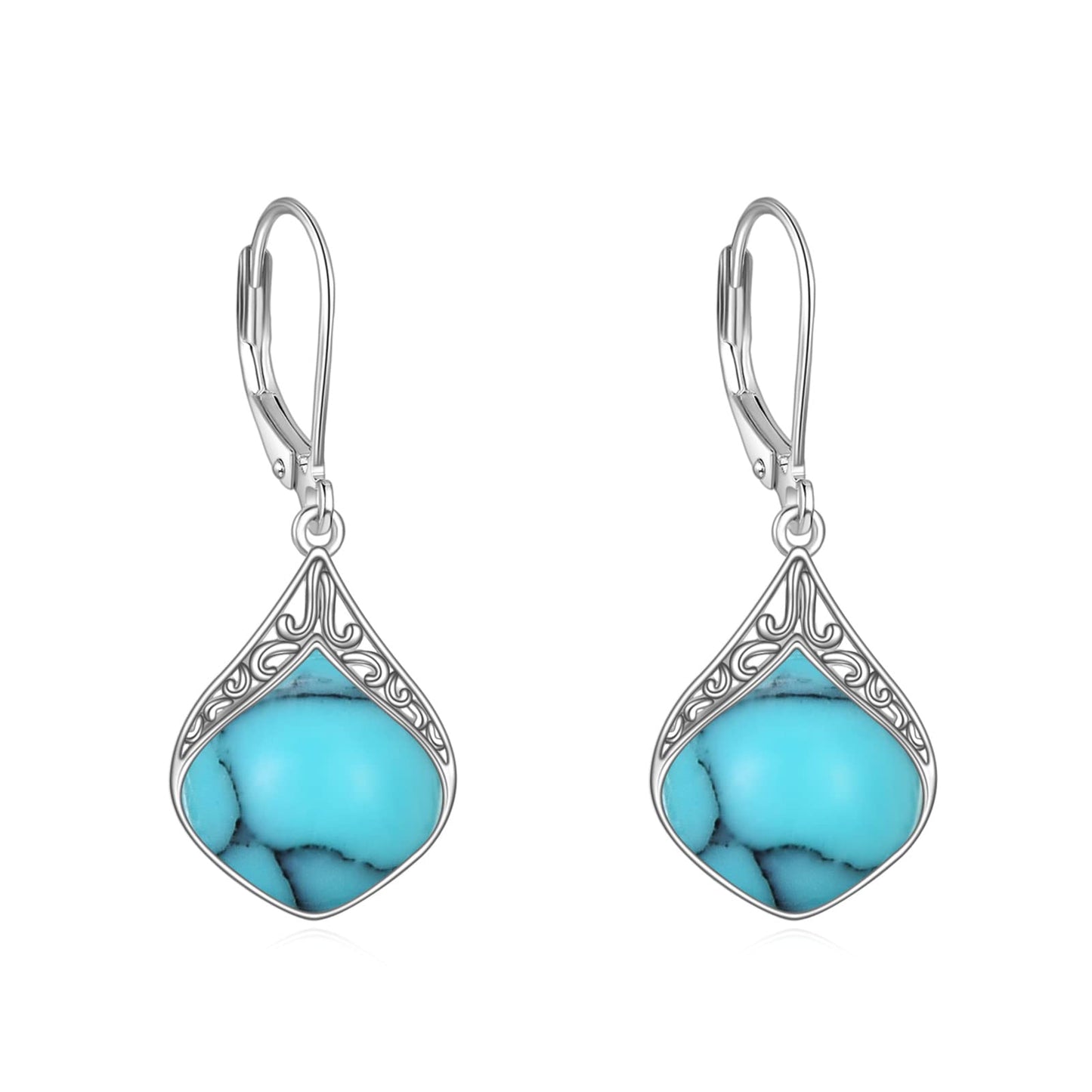 Teardrop Earrings Sterling Silver Turquoise Filigree Irish Celtic Teardrop Drop Earrings Jewelry Gifts For Women