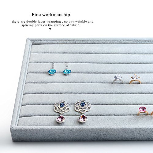 Oirlv Velvet 7 Slots Ring Earrings Studs Tray Showcase Display Jewelry Organizer - size: 7 Slot Ring Display