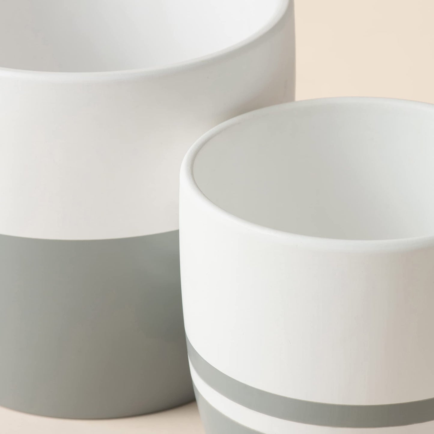 LA JOLIE MUSE Ceramic Flower Pots for Indoor, Plant Pot Plants Planter Set of 2, 6.1 + 5.1 Inch Home Decor Gift, White & Gray