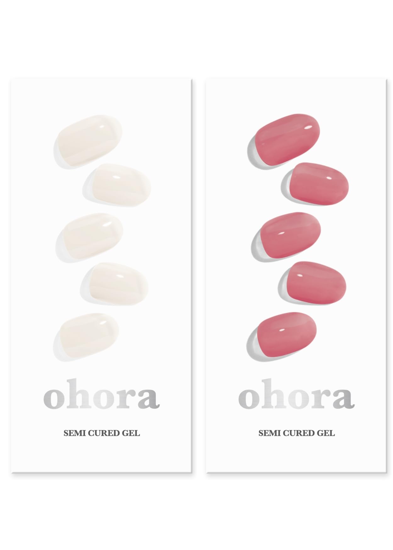 ohora Semi Cured Gel Nail Set of 2 (N Cream Cotton & N Juliet) - Professional Salon-Quality Nail Care - Easy to Use, Comfortable Curing, and Easy to Remove