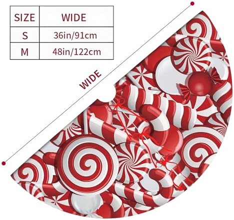 Sweet Candy Christmas Tree Skirt 36 Inch Soft Red Tree Skirt Xmas Tree Skirt Lollipop Christmas Trees Mat Winter Holiday Decoration