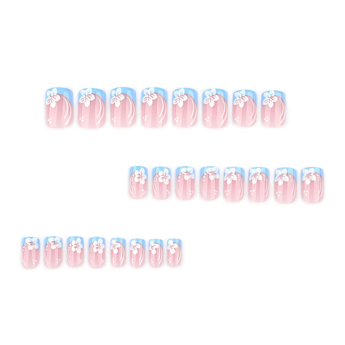 Press On Nails, French Tip Short Pointed Almond Fake Nails with UV Finish, 12 Sizes Quality False Nails, 24Pcs Reusable Press-On Manicure Set with Nail Glue for Women Pattern #06