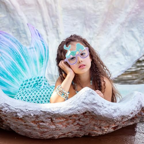 Mermaid Party Decoration Paper Glasses Under the Sea Photo Booth Props for Summer Birthday Shower Favors