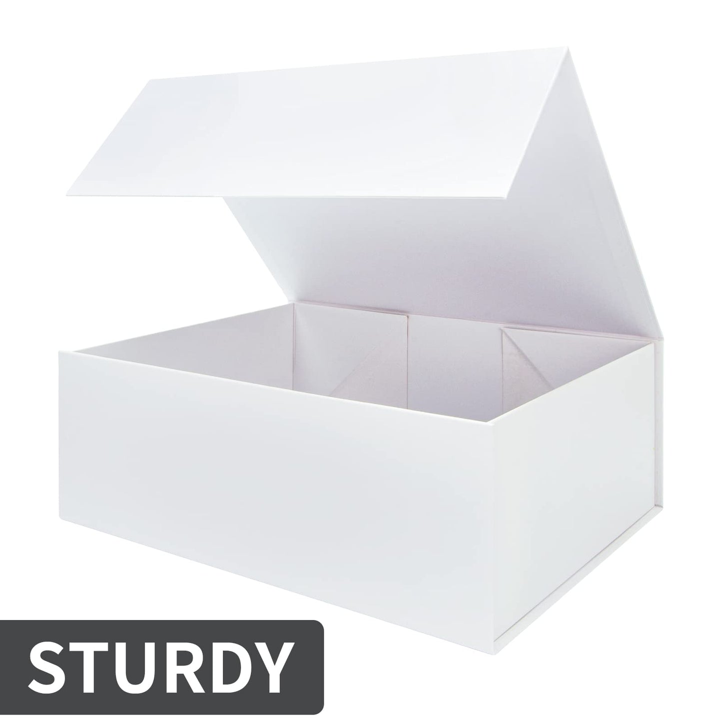 CHECHNYA 3 Large Gift Box Set - 13x10x5 Inch Foldable Magnetic, Sturdy Shirt Box, Hard Cover, Reusable, White 3-Pack