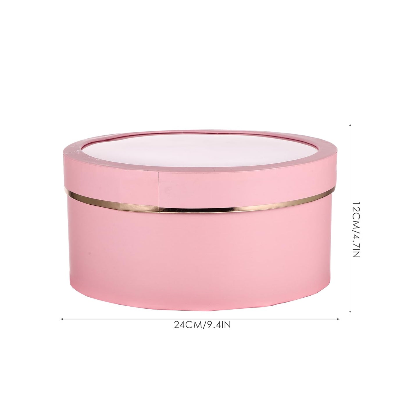 Baluue Round Flower Boxes Set of 2 with Transparent Window Pvc Lid Floral Packaging for Valentine Birthday Anniversary and Special Occasion