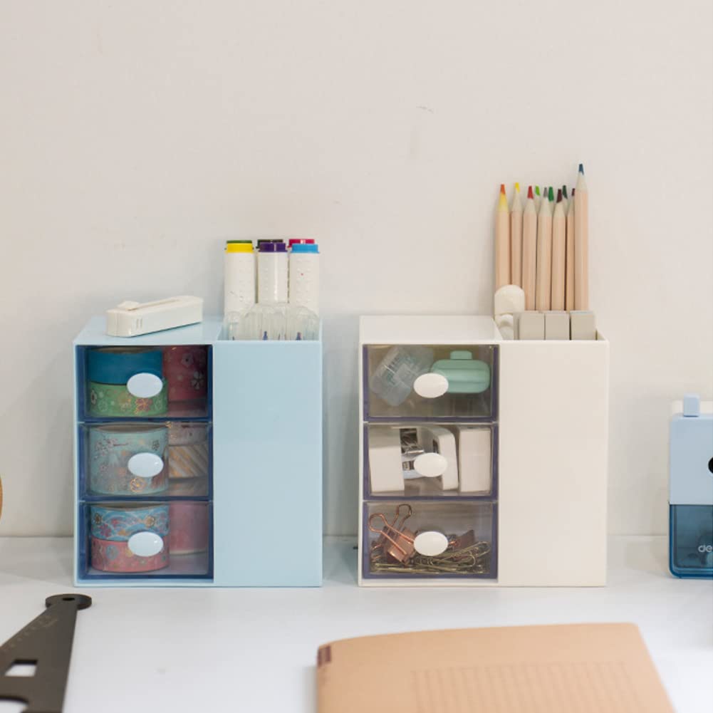 Multi-Functional Pen Holder, Pen Organizer for desk, Desk Organizer with 5 Compartments, Storage Rack for School Home Office Art Supplies, Gift for Teachers, Classmates, and Friends (White)