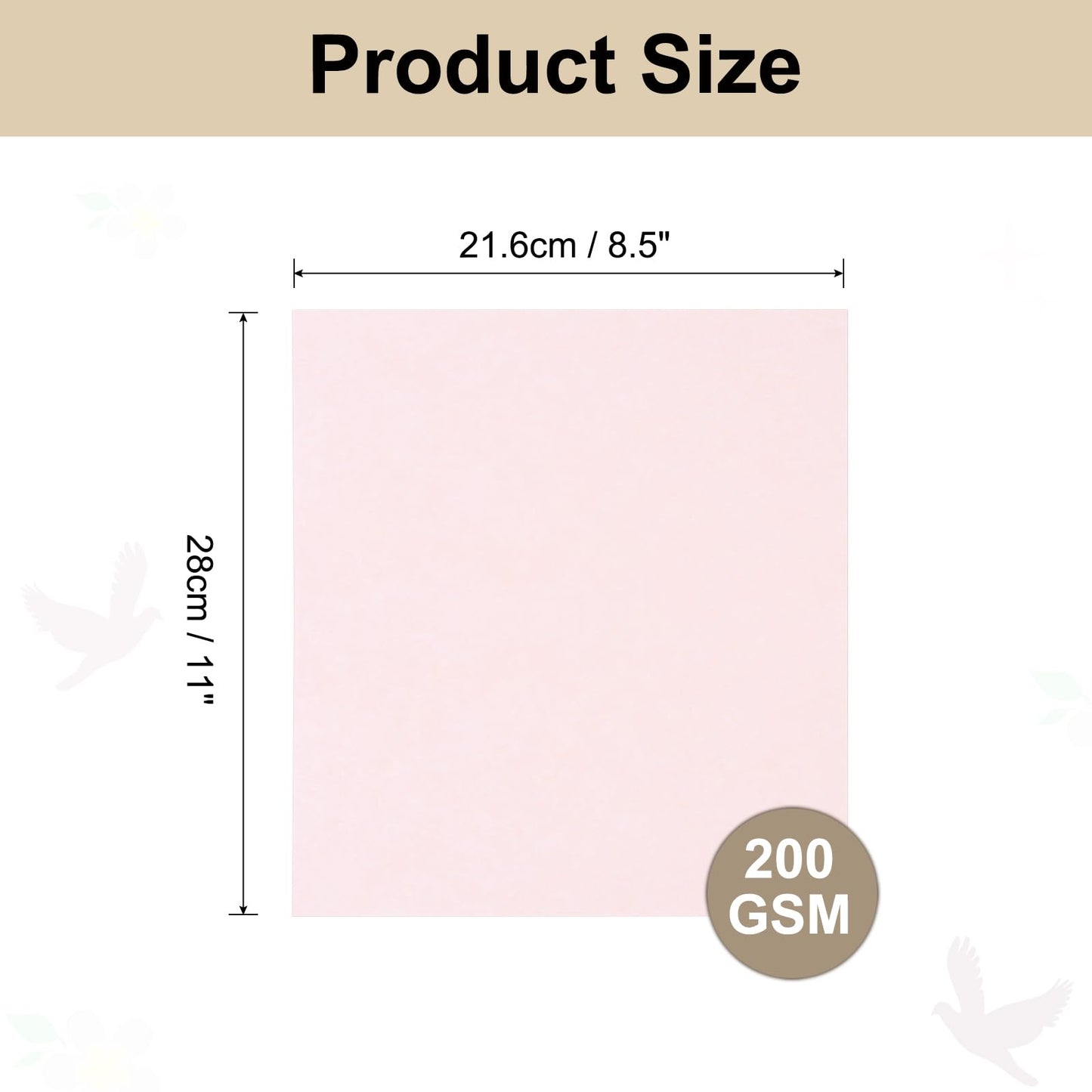 Rebower 25 Sheets Parchment Paper Aged Look Stationery 200GSM Vintage Paper Sheet, [for Certificate, Invitation, Envelope] - 8.5 x 11 Inch/Pink