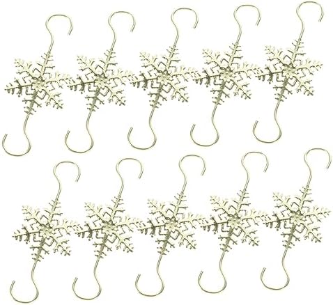 10pcs Christmas Snowflake Hooks Mantel Hangers for Stockings and Ornaments Punch Fireplace Decoration for Holiday Displays