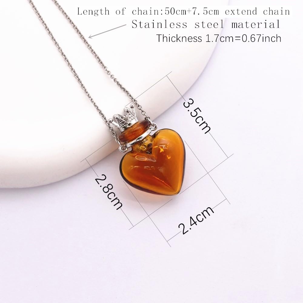Glaze Glass Heart-Shaped Refillable Essential Oil Necklace Pendant - Aromatherapy Perfume Diffuser Pendant with Stainless Steel Chain (Dark Blue)