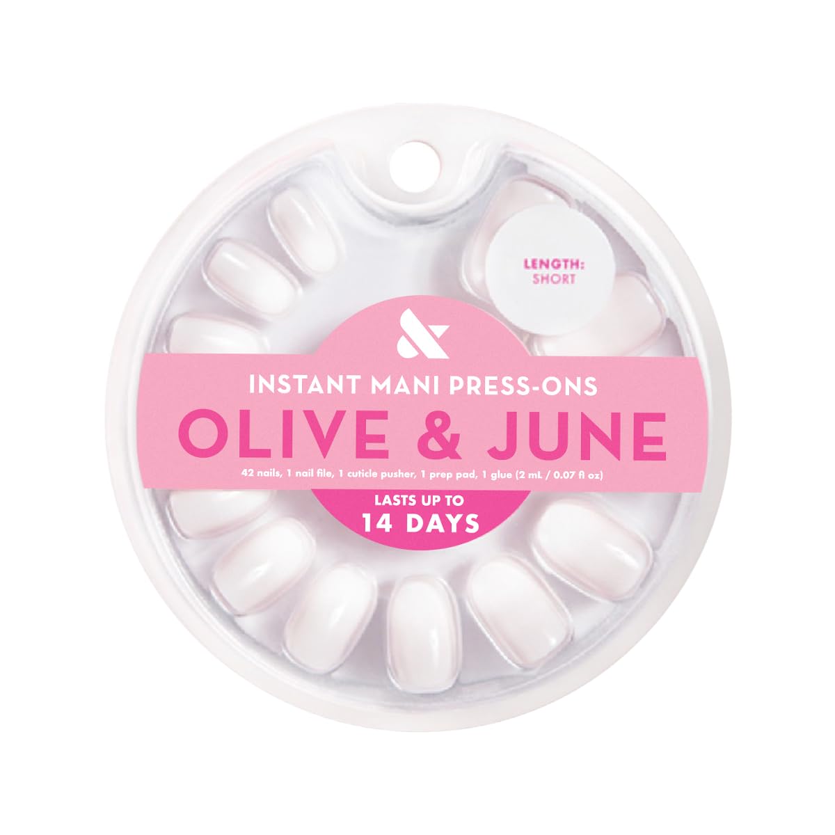 Olive & June Instant Mani Press-On Nails (Glue) | 42 Fake Nails, 21 Sizes | Non-Toxic, Long-Lasting Recycled Materials Realistic Look | Spring Flowers & Patterns | Short, Round | CCT Gradient