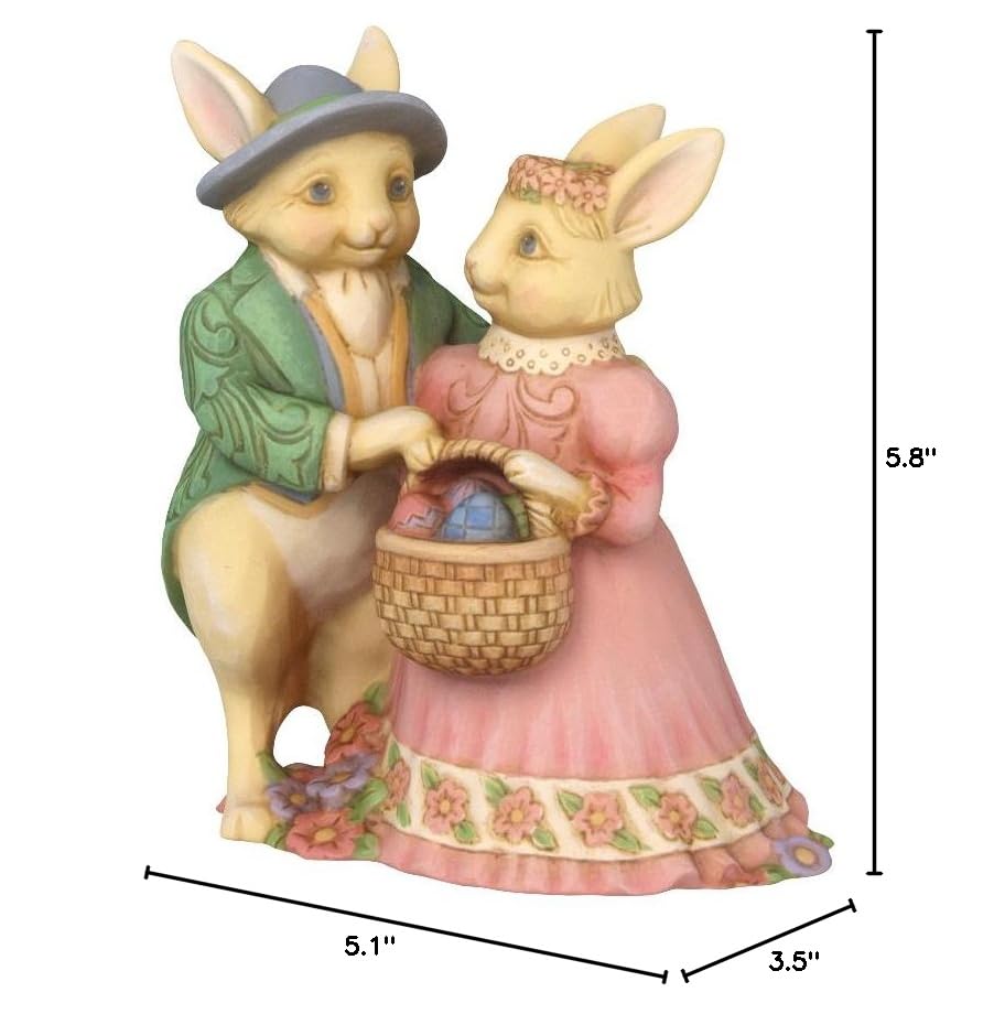Jim Shore Hare's to Happiness Bunny Couple with Easter Basket Figurine 6006232