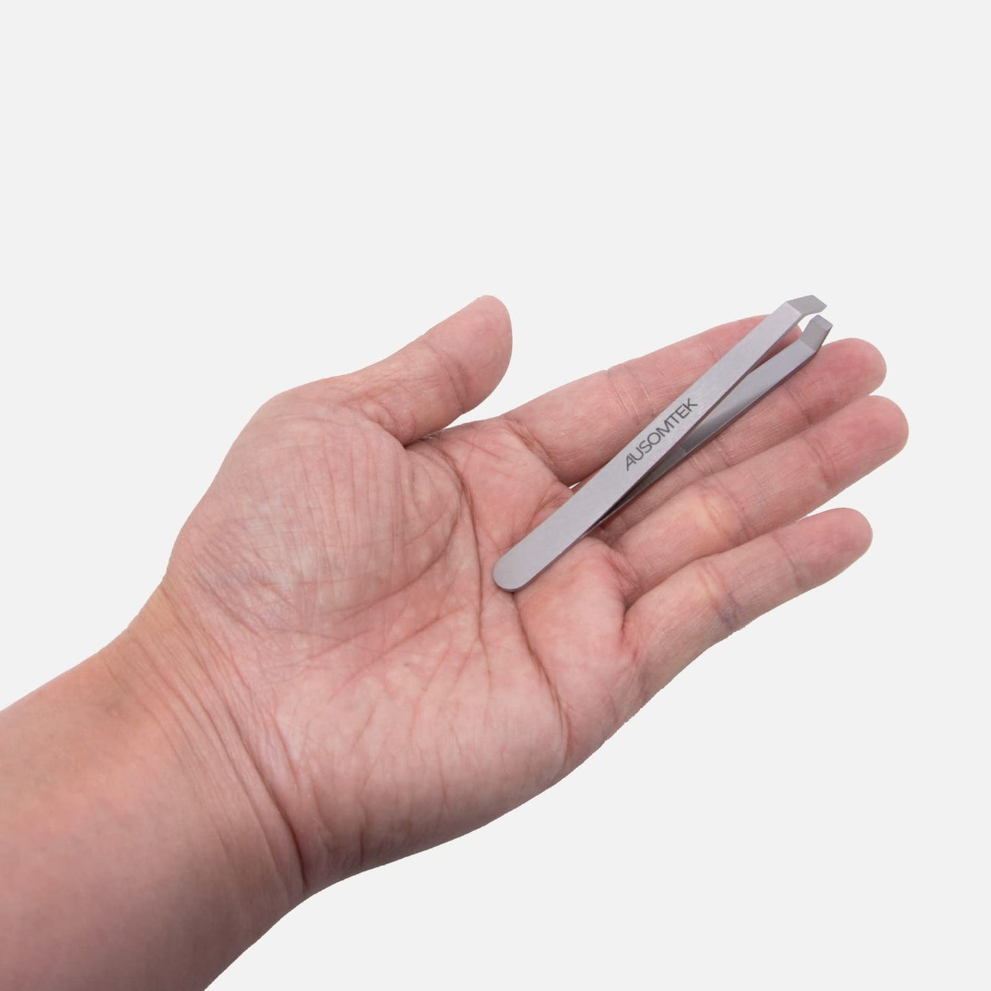 AUSOMTEK Beard Tweezers - Stainless Steel, Fine Hair Removal Tool, 5mm Tip, Clear Box 1Pack