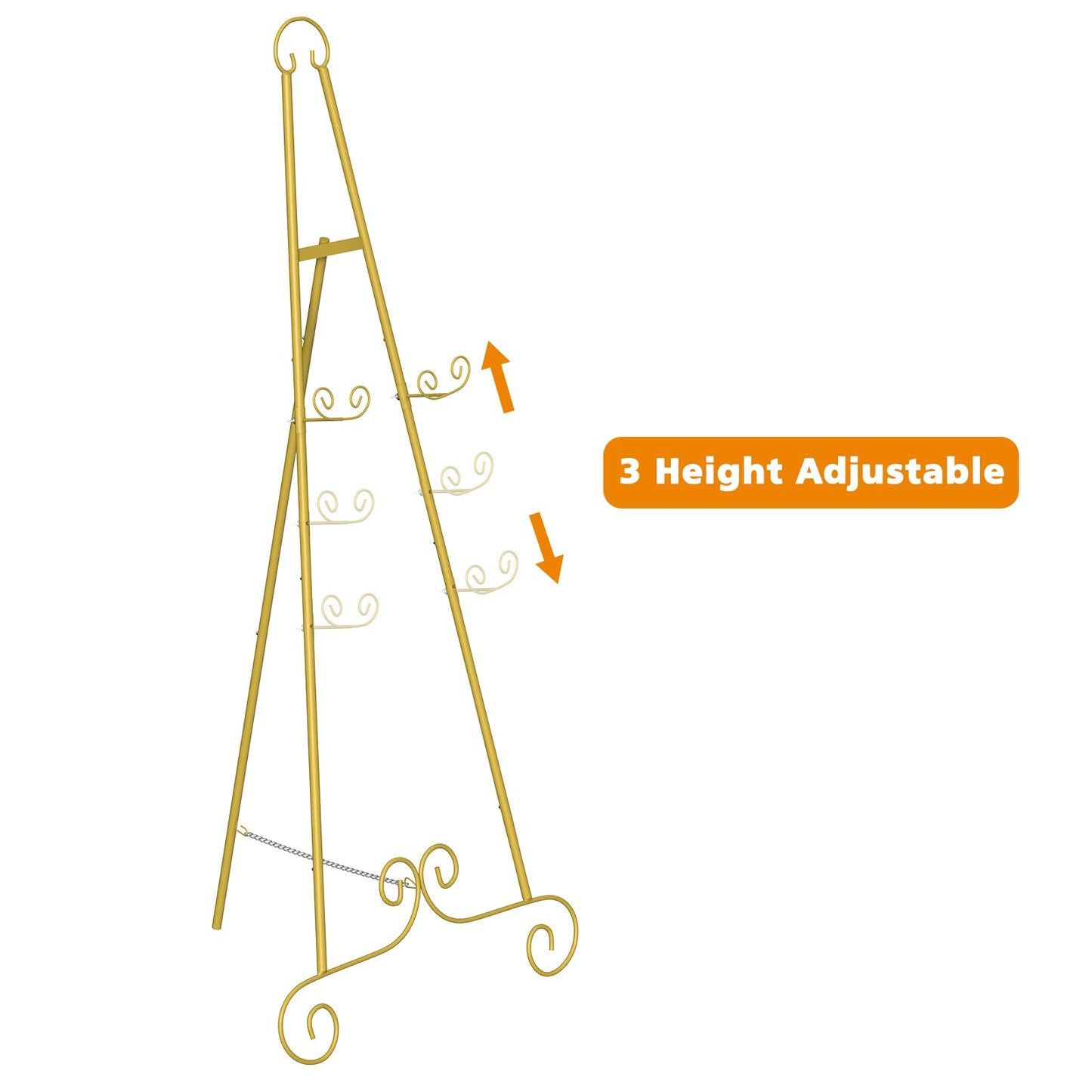 Gold Easel Stand for Sign,Adjustable Easel Dispaly Stand, Metal Easels for Dispalying Pictures,Easels for Wedding Poster Holder,Display Stand with Chain Support
