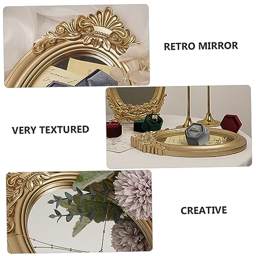 Retro Mirror Adornment Gold Trim Mirror Tray Perfect for Photography Props and