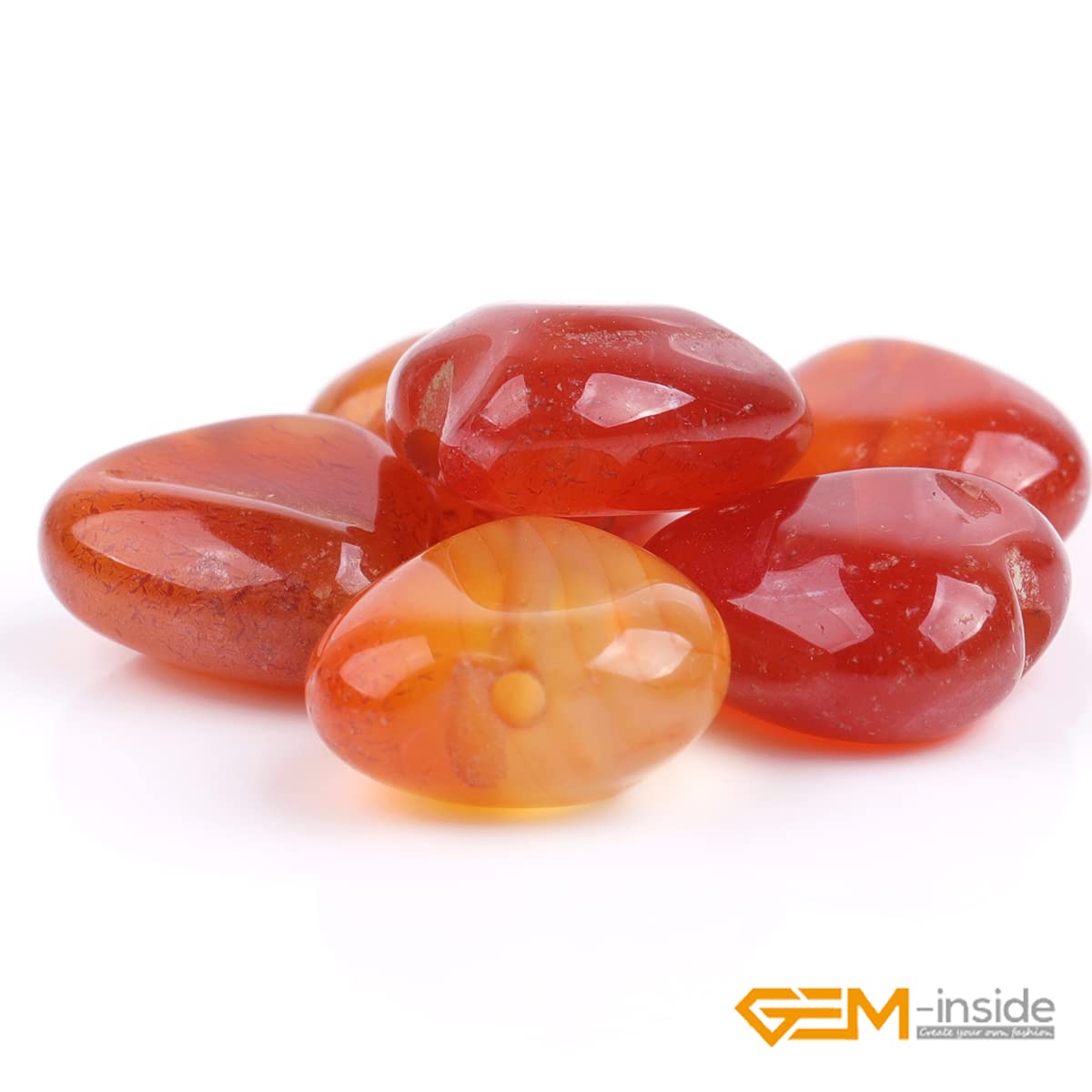 GEM-Inside 10mm Heart Charms Natural Red Carnelian Agate Gemstone Stone Beads for Jewelry Making Full 15" Strand Power Energy Healing Chakra Stone Beads