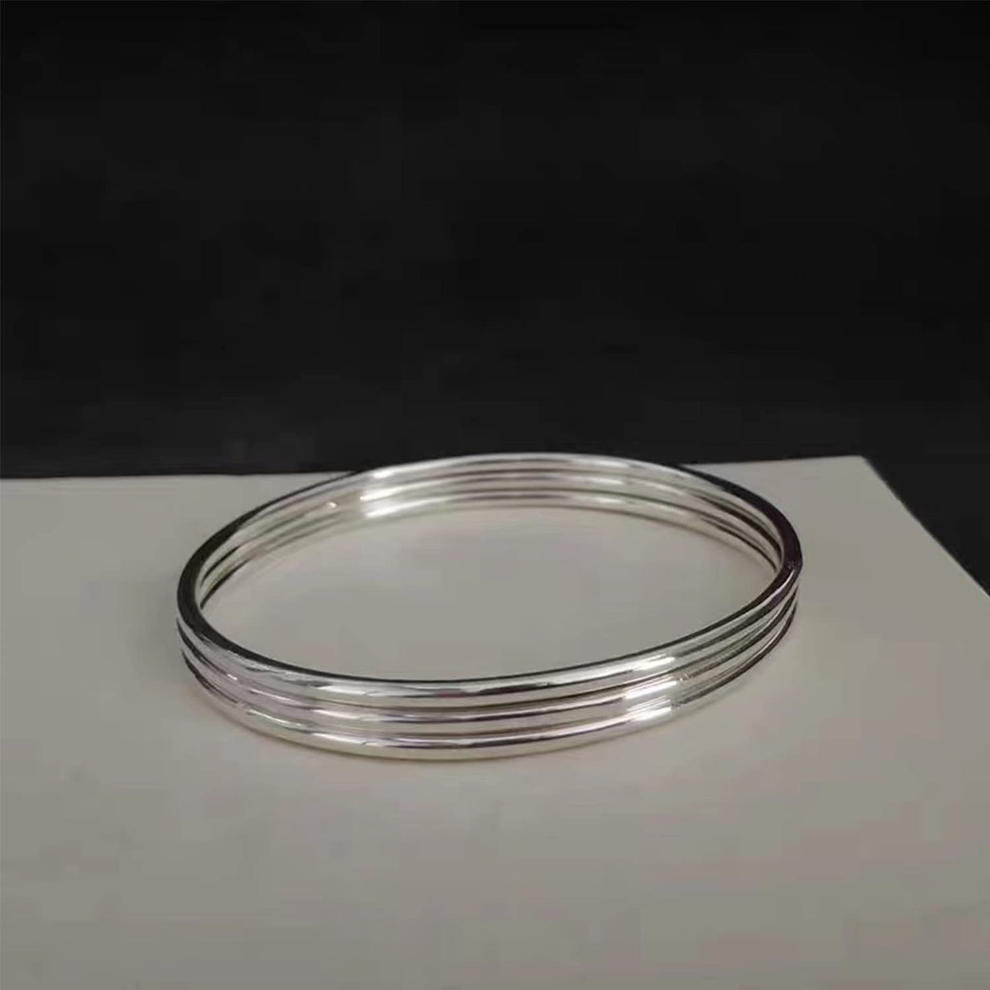 Kainier 3mm Bangle Bracelet Stainless Steel Glossy Stackable Thin Round Bangle Bracelet for Women Solid Plain Polished Bracelet Best Gifts for Love (Steel, 65)