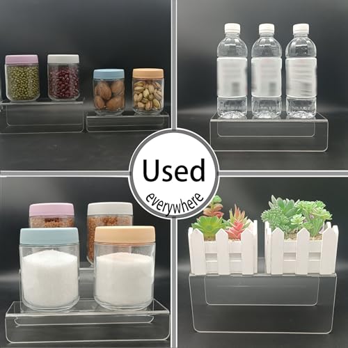 MerryNine Acrylic Risers, 6 Pcs 2 Set 8.6”L Clear Display Stand, Rectangular Acrylic Display Risers, Transparent Pop stand for Cupcakes, Figures, cosmetics, Retail, Shoe Showcase, Collectibles Display