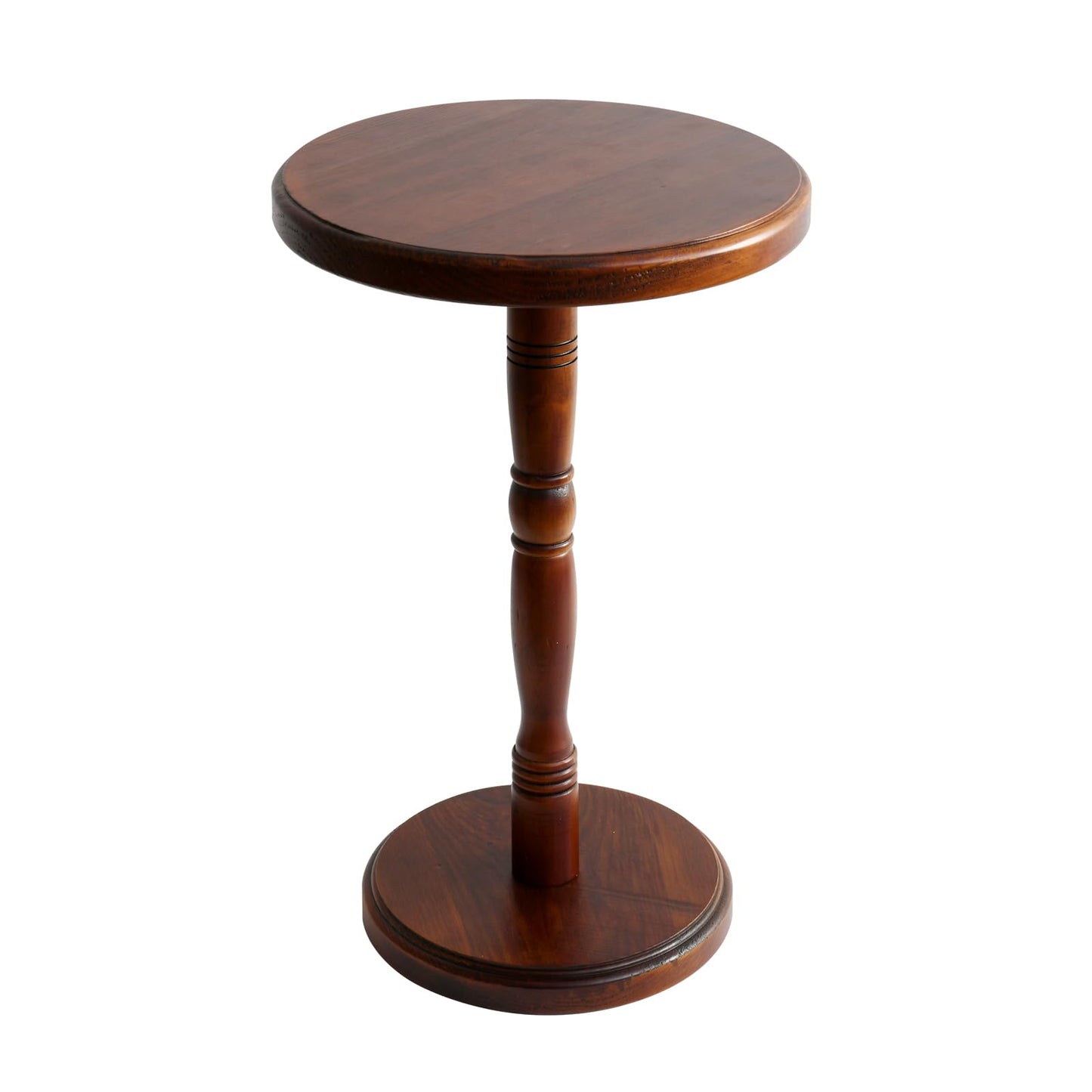 LAPTAIN Small Round Side Table, 13 Inch Solid Wood Drink Table with Pedestal Base, 20.5 Inch Tall Accent Martini Table for Living Room, Bedroom, Sofa & Small Spaces, Espresso