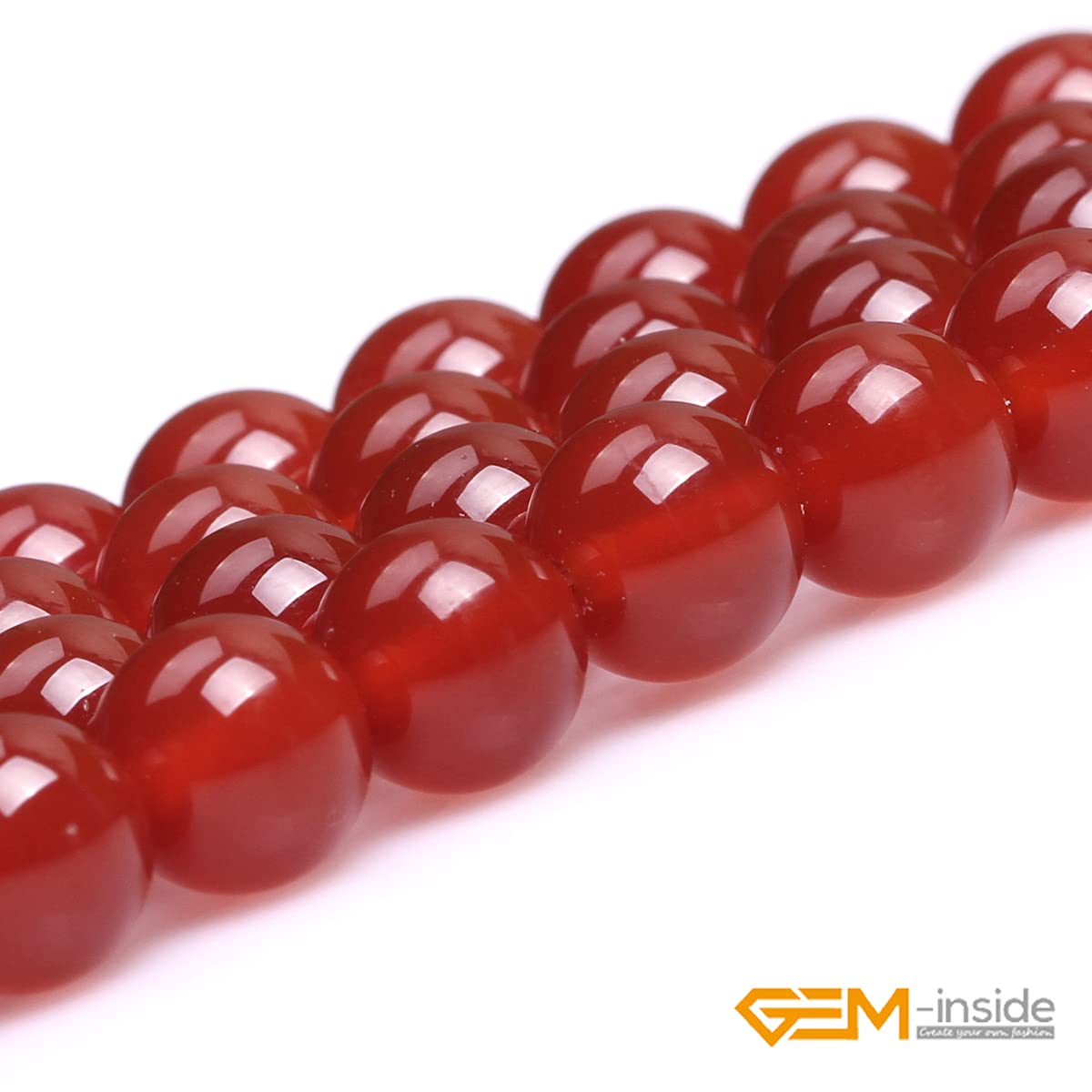 GEM-Inside Carnelian Red Agate 8mm Gemstone Loose Beads Natural Round Crystal Energy Stone Power for Jewelry Making 15"