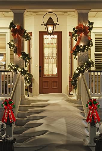 Hying Large Christmas Bow for Wreath, Red Green Velvet Wreath Bow for Christmas D??cor - Winter Christmas Bow for Front Door Indoor Outdoor Wall Decoration Supplies Ornament