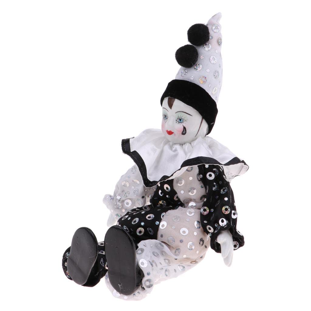 DYNWAVE 9inch Clown Doll - can Sitting & Standing, Hand Painted Harlequin Doll Display Decoration,Valentin Gift