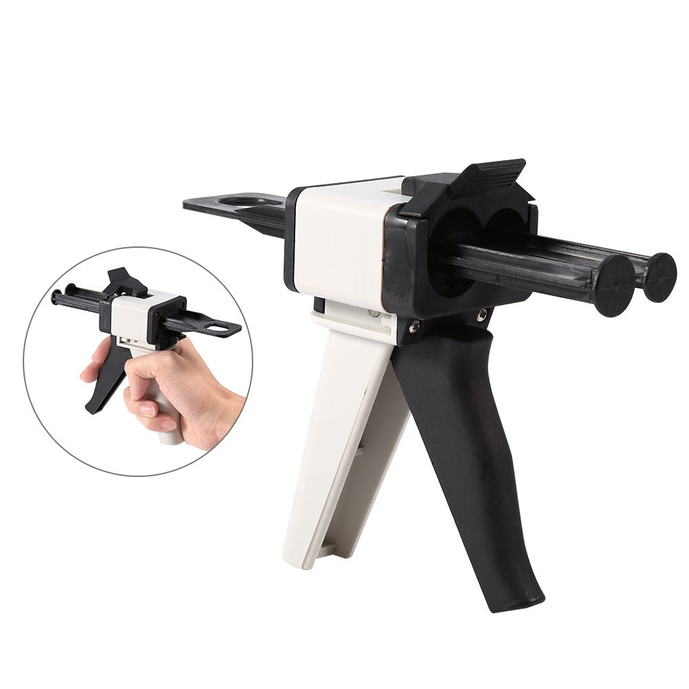 Dispenser Gun Kit, 50ml Adhesive Cartridges Gun Impression Mixing Dispensing Gun Solid Epoxy Gun for 1:1/2:1 Cartridge Mixing Dispenser Delivery Caulking Gun