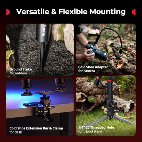 SmallRig RM 03 Macro Photography LED Light - 2 Pack, Adjustable Beam Angle, 5 Colors CRI95 TLCI92, Bendy Light with Cold Shoe Extension Bar, Clamp, Diffuser, Spotlight, Barndoor, Gobos, Stake - 5796 - color: RGB (2 Pack)