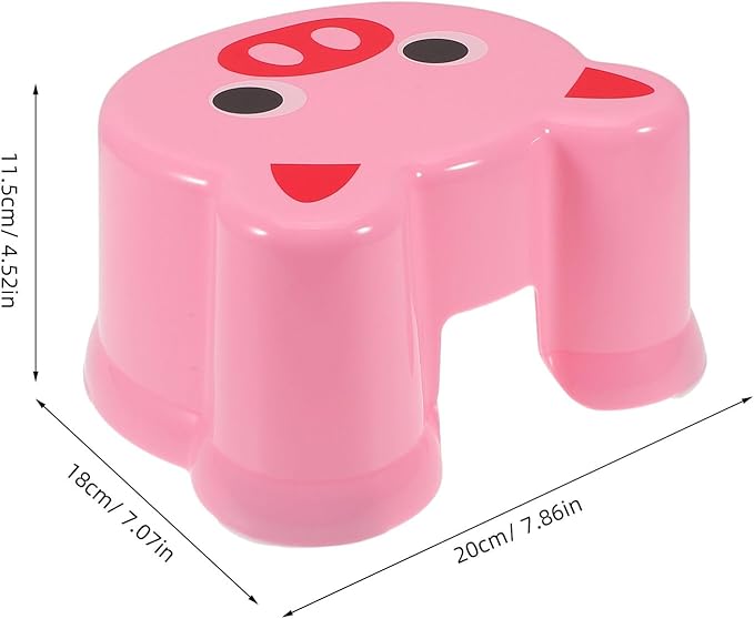 DOITOOL Cartoon Plastic Stool Non-Slip Step Stool for Bathroom Sink and Potty Training with Fun Frog and Pig Design for Boys for Bathing and Independence